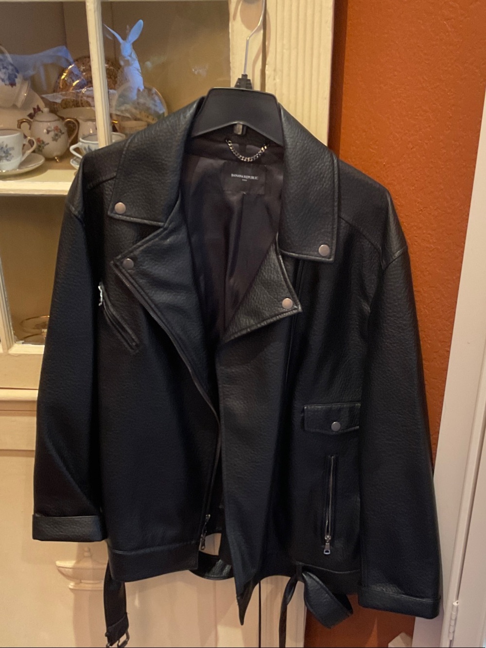 Banana Republic Women’s Black Vegan Leather Moto Jacket
